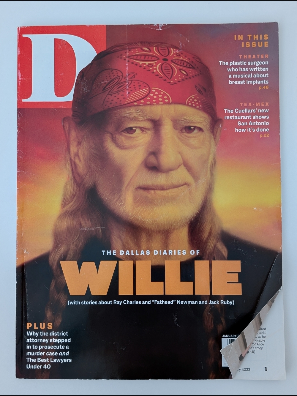 D Magazine Cover Featuring Willie Nelson The Dallas Diaries Of Willie Jan.2023